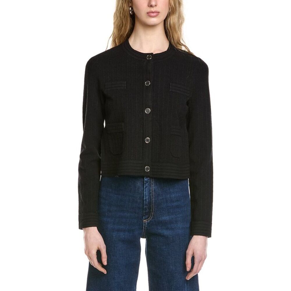 Joseph Ribkoff Womens Knit Front-Button Cardigan, Black
